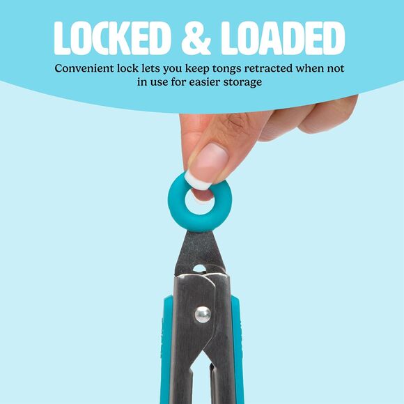 Mighty Tongs Kitchen Cooking Tool Heat Resistant Blue Silicone Steel Reinforced - Picture 7 of 7